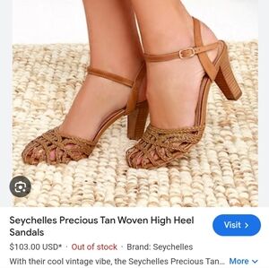 Seychelles Basket Braided Leather Heels Sandals Pumps Tan 6 Leather